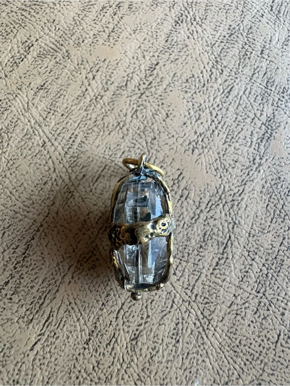 Gold-Tone Cross Crystal Pendant Charm in Clear Glass